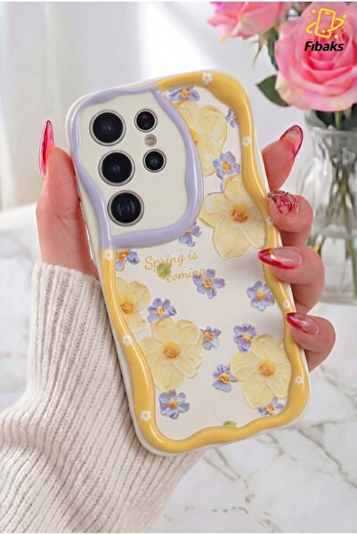 Fibaks Galaxy S26 Ultra Kılıf Tasarımlı Desenli Kamera Korumalı Papatya Çiçek...