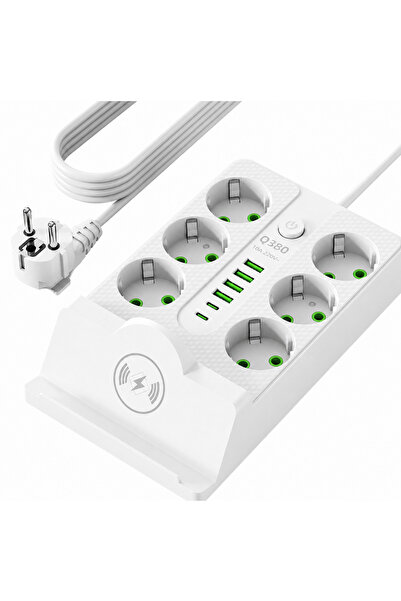 zola 6-socket extension cord and wireless charger, grounding, 4xUSB, 2xUSB-C,...