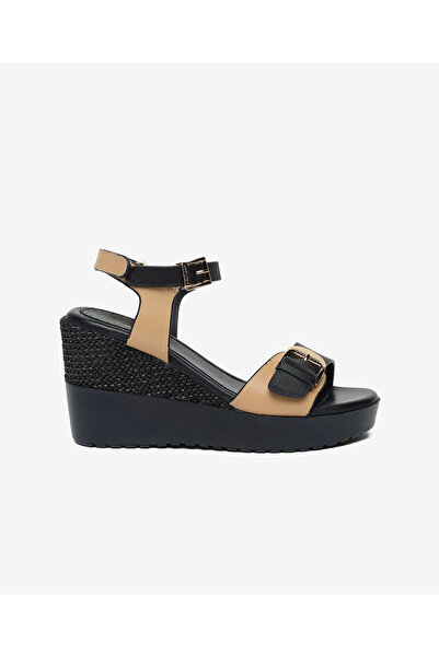Greyder Women's Black Genuine Leather Heeled Sandals 6Y2S59368