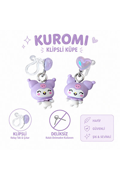 1PARÇAMAVİ Şeffaf görünmez klipsli DELİKSİZ kulak çocuk küpesi - KUROMİ KÜPE