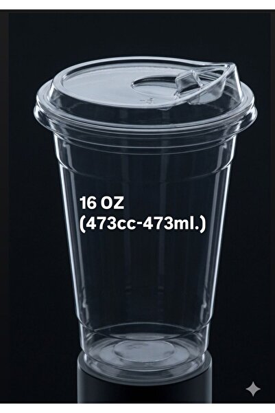 Saka Ambalaj 16 OZ (473cc-473ml.) KLİPS KAPAKLI PET BARDAK 50 ADET
