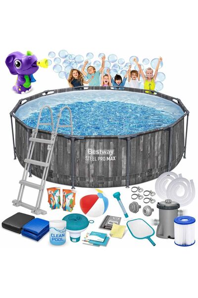 BESTWAY Piscină de grădină cu cadru 366 x 100 cm 18-în-1 5614X + aparat de bu...