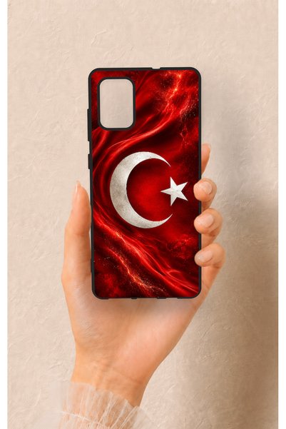 Vip Case حافظة سيليكون متوافقة مع سامسونج-A71 بنمط العلم التركي