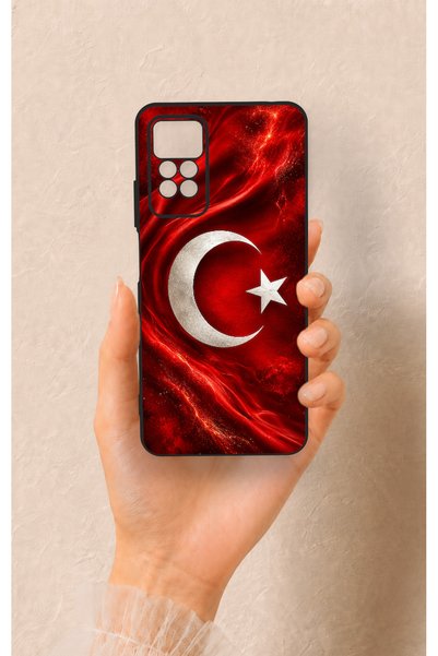 Vip Case حافظة سيليكون متوافقة مع Redmi Note 11 Pro 4G بنمط العلم التركي