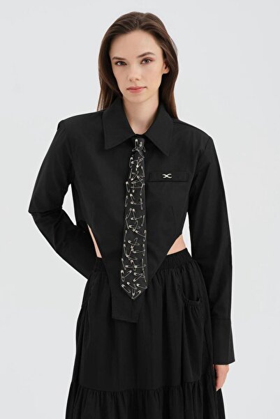 tw3 Women's Tie Detailed Open-Side Design Shirt