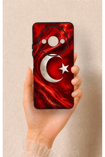 Vip Case حافظة سيليكون متوافقة مع Redmi A3 بنمط العلم التركي