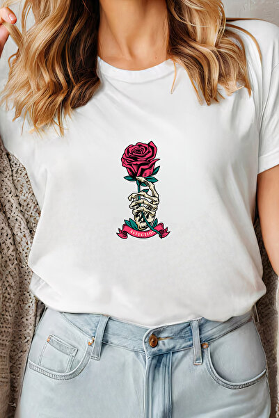 Sarah's Boutique Women's T-shirt – 100% cotton – Skeleton Rose