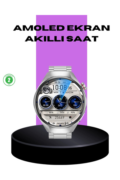 ARMÜZ Smart Watch with Metal Band Full Screen Amoled – Features Calling and H...