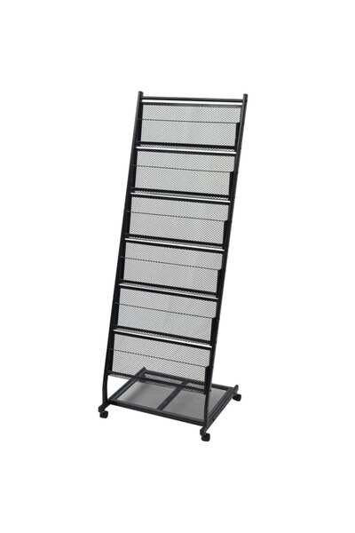 vidaxl Raft reviste A4, 47,5x43x133 cm, negru