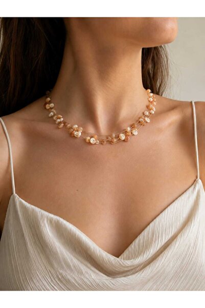 Anetta Jewelry Kadın akik doğal taş çoklu şık kolye