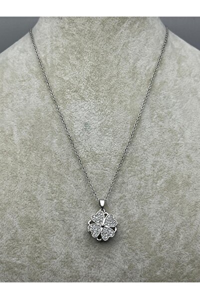 BİJU YILMAZ 26Kly68 - Steel Big Stone Heart Necklace