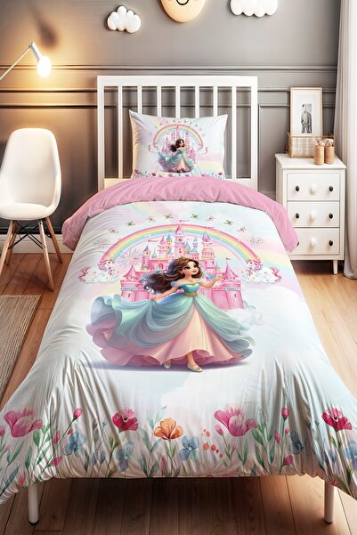 EVPANYA Princess's Castle Patterned Single Baby Kids Duvet Cover Set