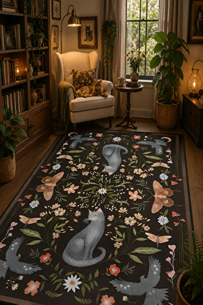 GECE HOME Dijital Kaymaz Baskılı Yıkanabilir Desenli Salon Halısı Mutfak Halı...