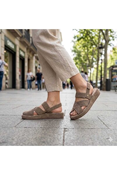 Oneka Shoes Kadın Günlük Sandalet Vizon süet 260610SBST1211
