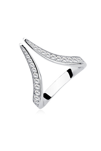PrimaDonna Inel Elegant din Argint 925 Rodiat cu Zirconii Albe