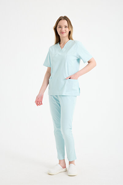 CAREX Scrubs Kadın V Yaka Doktor Üniforması Takım – Likralı Medikal Giyim |