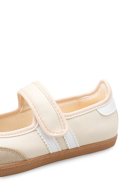 Bak Store Beige Women's Sports Ballerina Velcro Flat Sole Mery Jane Sneaker Retro