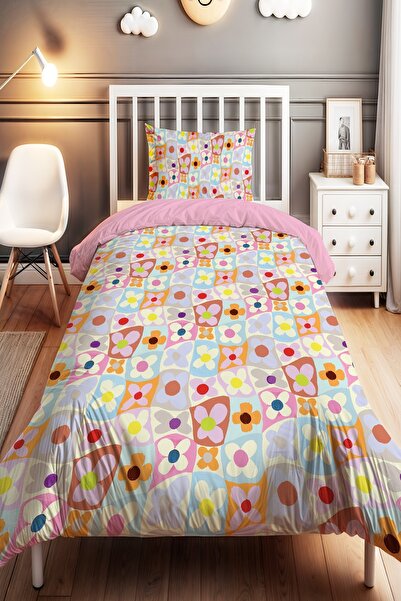 EVPANYA Flower Squares Patterned Single Baby Kids Bedding Set