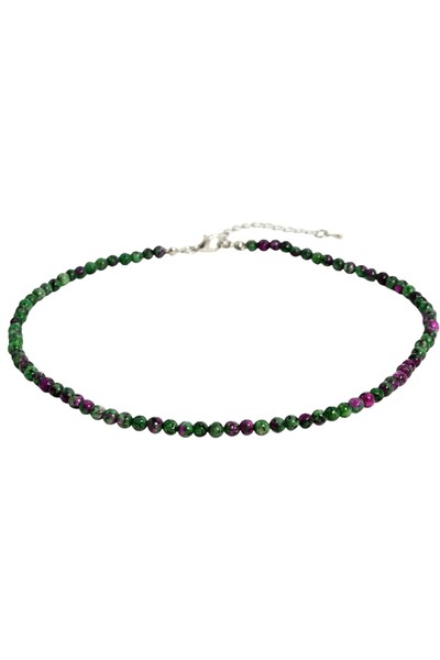OEM Lant clavicular din pietre rotunde, verde si mov