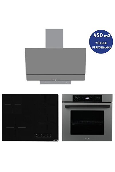 Alveus AFM Serisi OVEN Vitro. Elektrikli Cam Antrasit-Gri Ankastre Set (V6-04...