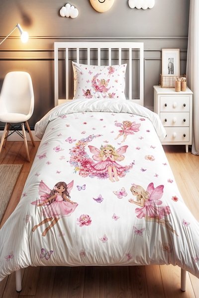 EVPANYA Flower Garden Fairies Patterned Single Baby Kids Bedding Set
