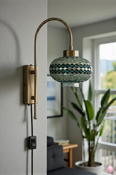 Bamyum Noura Mozaik-A Colored Glass Single Antique Body Sconce with Plug