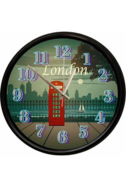 Caseras London Red Telephone Booth Themed Decorative Wall Clock 28 cm Silent ...