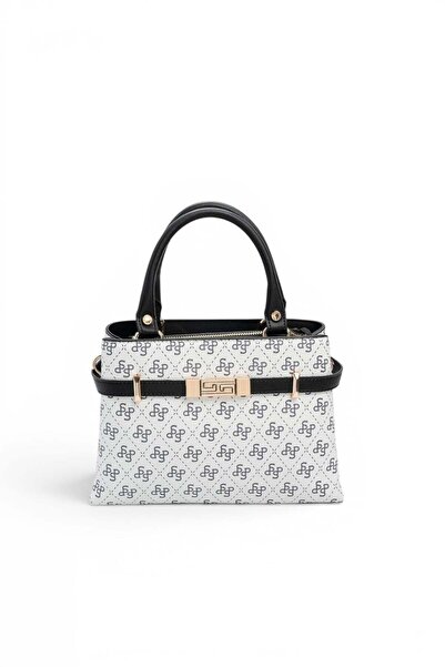 Silver Polo White - Black Monogram Women's Handbag Sp1149