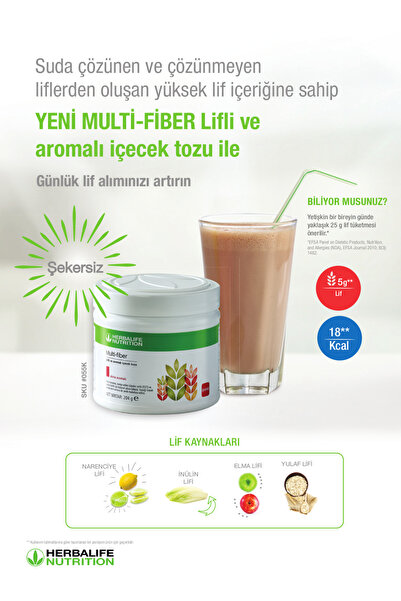 Herbalife Multi-Fiber Lifli ve Aromalı Içecek Tozu Elma 204 G