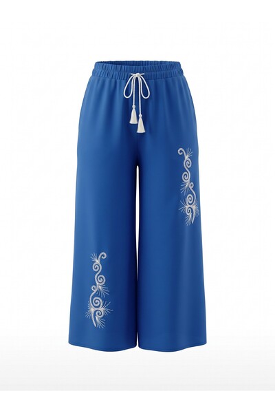 LAbute Authentic embroidered wide leg trousers with elastic waistband