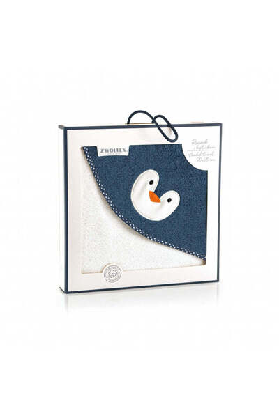 Zwoltex Prosop cu glugă pentru bebeluși, Pinguin, Bumbac Egiptean, 350GSM