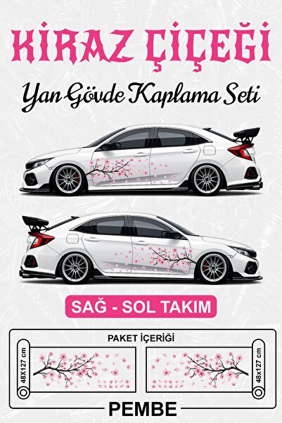 Stikacar KİRAZ ÇİÇEĞİ - Yan Gövde Kaplama Sticker Seti