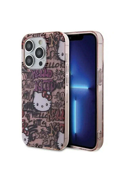 Hello Kitty Husă IML Tags Graffiti pentru iPhone 14 Pro, Roz
