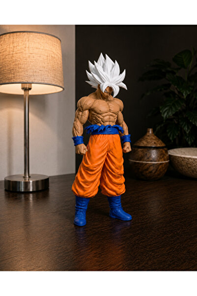 GiginGo Goku Beyaz Saçlı Anime Savaşçı Figürü 20 cm Japon Anime Temalı Koleks...