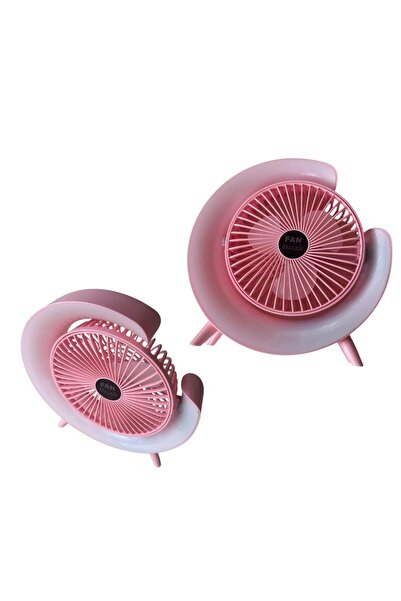 ADIRI SHOP Ventilator de birou USB cu iluminare ambientală LED, 3 viteze, cap...