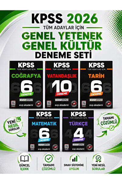 evp akademi KPSS Tüm Adaylar İçin Tarih, Coğrafya, Vatandaşık, Türkçe, Matema...