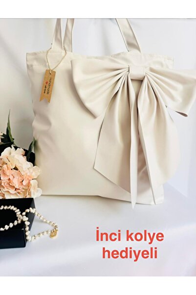 DEVİ fashion Soft Hand Made Lined Shoulder Bag with Bow and Magnet