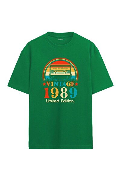 Colermi تي شيرت 1989 Mixtape ذو ياقة مستديرة ومقاس كبير بتصميم عتيق