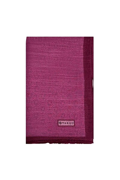 Vakko Pamuk İpek Monogram Şal 041728-Pembe