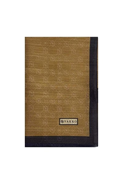 Vakko Pamuk İpek Monogram Şal 44225-Açık Kahve