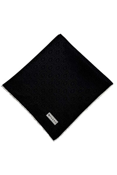 Vakko Pamuk İpek Monogram Eşarp 41727-Siyah Beyaz