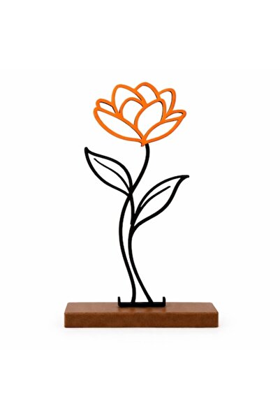 OEM Decorațiune Florală Modernă Linea Bloom, imprimată 3D, 21 cm, portocaliu