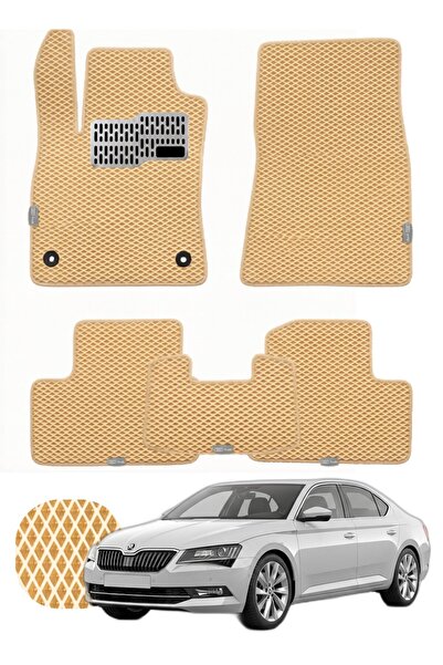 UNAL MAT Skoda Superb 2015-2023 Özelleştirilebilir Tam Set Premium EVA Paspas...