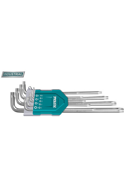 TOTAL Set 9 chei imbus Torx - T10-T50 - Cr-V, brat lung (INDUSTRIAL)