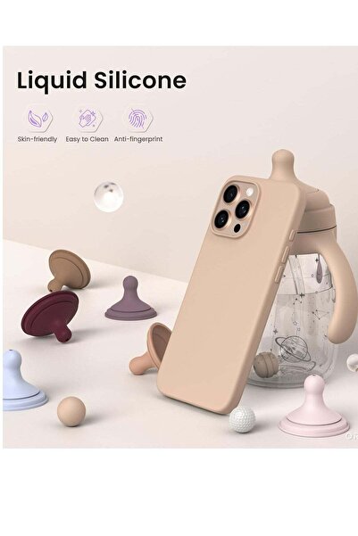 YoYoTech Desert Titanium Compatible Liquid Silicon iPhone 16 Pro Case 6.3 Inch Slim-Soft, Stylish Shockproof Protective with Microfiber Lining
