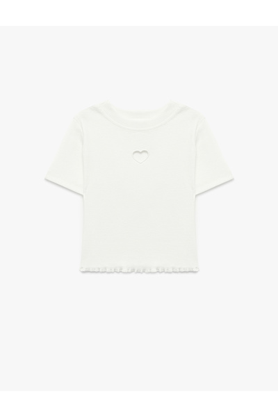 Koton Tricou din bumbac cu mânecă scurtă și decolteu rotund, cu detaliu inimă