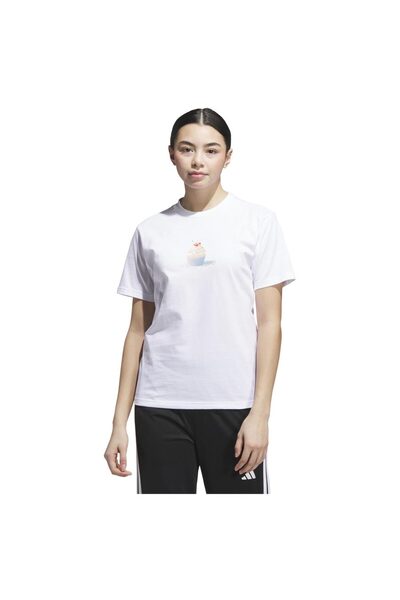 adidas Tricou de damă cu mânecă scurtă: Tricou cu imprimeu cupcake, esențial ...