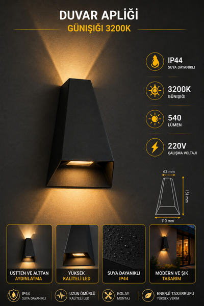 Noas 6 WATT LEDLİ DUVAR APLİĞİ - GÜNIŞIĞI
