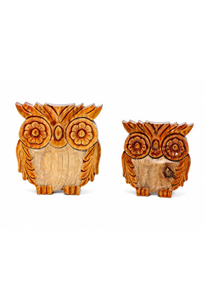 Kiana Decorative Wooden Owl Set