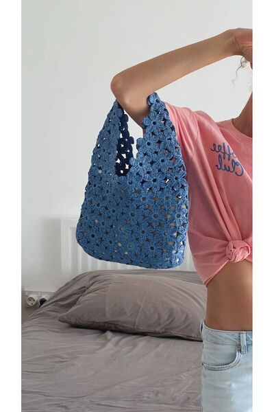 ARTTMACRAME Raffia Flower Beach Bag